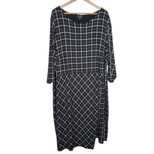 J. Jill Wearever Collection Dress Womens 4X Black White Checked Geometric